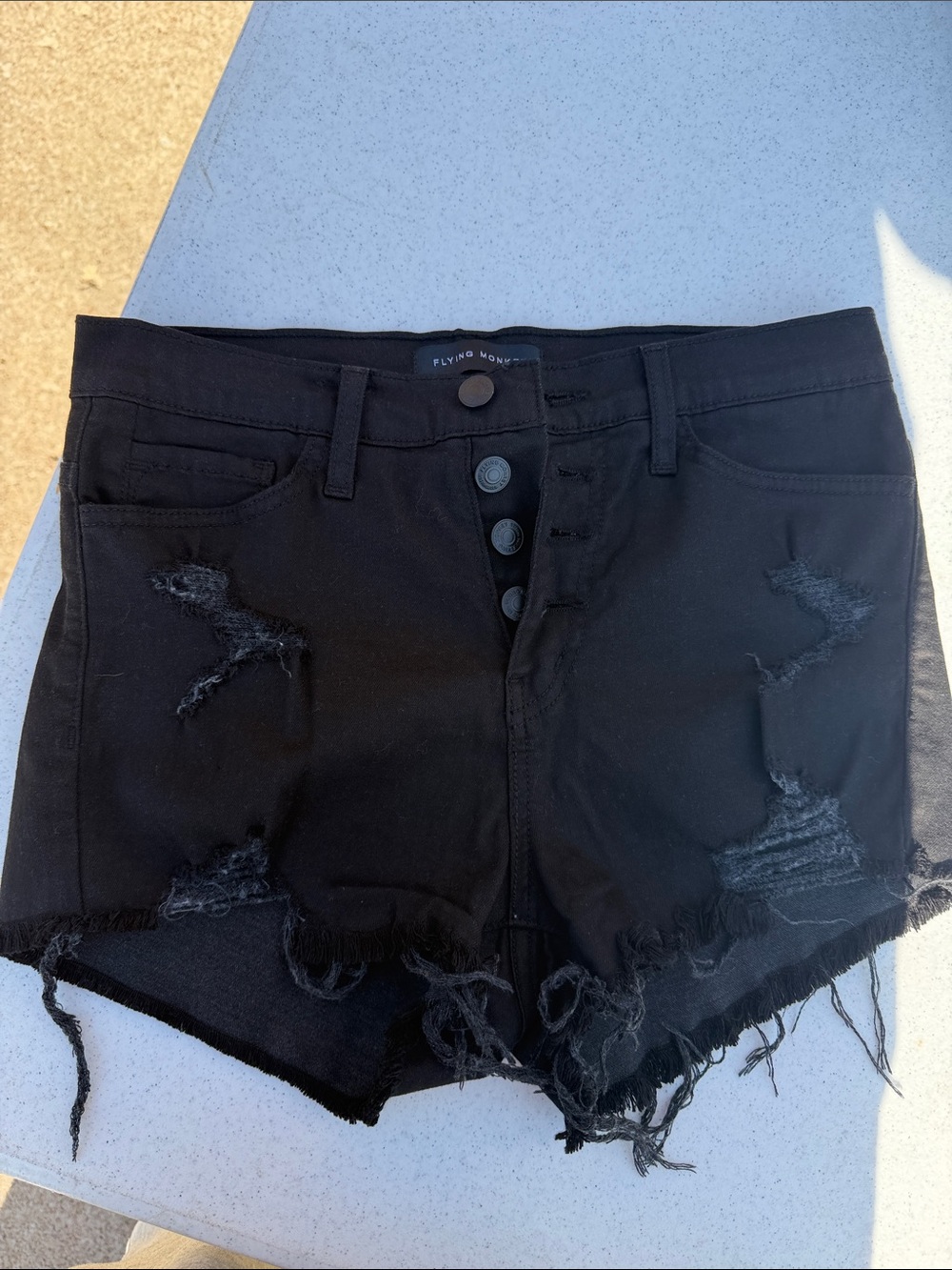 Flying Monkey Black Distressed High Rise Cutoff Shorts